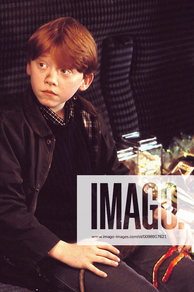 HARRY POTTER AND THE SORCERER S STONE, Rupert Grint as Ron Weasley, on the train to Hogwarts with Scabbers his rat, 2001 Warner Bros Courtesy Everett Collection !ACHTUNG AUFNAHMEDATUM GESCHÄTZT! PUBLICATIONXNOTxINxCANxCHNxFRAxITAxJPNxNORxPOLxRUSxESPxUKxUSA
