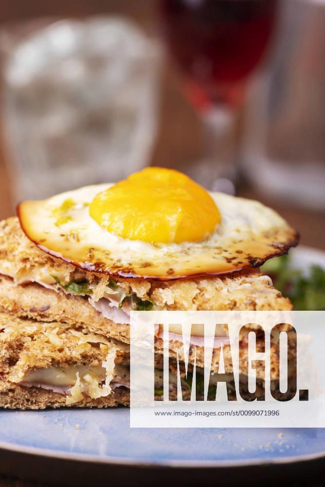 Nahaufnahme einer französischen Croque-Madame