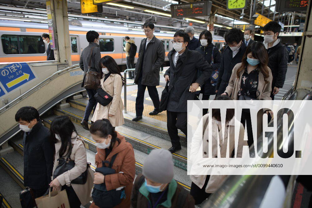 Commuters wearing face mask head to work early morning in Shinjuku Station, Tokyo on Friday, April 17, 2020. The Japanese government decided to expand the current areas under a state of emergency to nationwide, as the Covid-19 coronavirus outbreak continues to spread throughout the country. (Photo: Richard Atrero de Guzman AFLO) (125423438)