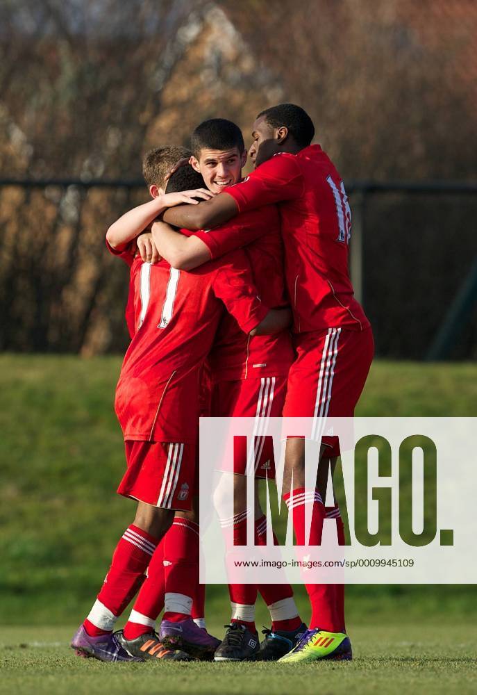 Liverpool s Raheem Sterling celebrates scoring the first goal against Everton during the FA Premier Reserve League match at the Kirkby Academy. ZWEIx xPropagandax