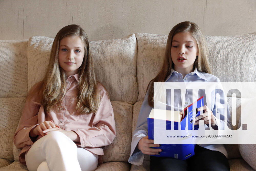 Madrid Crown Princess Leonor and Princess Sofia during the reading of first episode of El Quijote at Zarzuela Palace in Madrid, Spain.