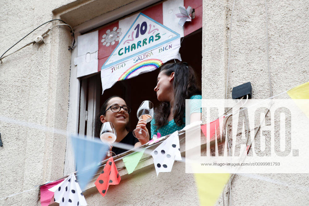 The residents of Maria Panes street, from Madrid s Chamberi neighborhood, celebrate the Seville April Fair during a Pandemic Covid-19 on April 25, 2020 in Madrid, Spain Madrid SPAIN - ZUMAa181 20200425_zaa_a181_024