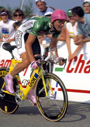 Laurent Jalabert (Frankreich ONCE) beim Einzelzeitfahren Radsport Herren Tour de France 1995, Radrennsport, Straßenradsport, Straßenradrennsport, Radrennen, Vdia Einzelbild 8. Etappe Huy - Seraing Dynamik,