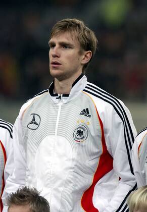 Per Mertesacker (Deutschland) - Nationalhymne Fußball Länderspiel Herren Freundschaftsspiel 2007, Test, Testspiel, Nationalteam, Porträt Düsseldorf Fußball Länderspiel Herren Freundschaftsspiel 2007, Test, Testspiel, Nationalteam, Porträt Düsseldorf