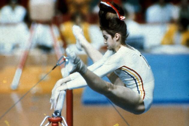Nadia Comaneci (Rumänien) Turnen OS Sommer Damen Olympische Spiele 1976, Sommerspiele, Geräteturnen Kunstturnen Nationaltrikot Einzelbild Montreal