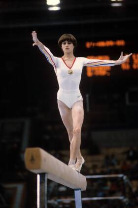 Nadia Comaneci (Rumänien) Turnen OS Sommer Damen Olympische Spiele Moskau 1980, Sommerspiele, Kunstturnen, Geräteturnen Einzelbild Aufnahmedatum geschätzt Moskau