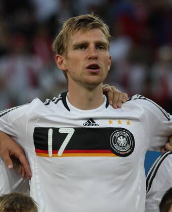 Per Mertesacker (Deutschland) - Nationalhymne Fußball EM Herren Euro 2008, Länderspiel, Nationalteam, Nationaltrikot Porträt Klagenfurt