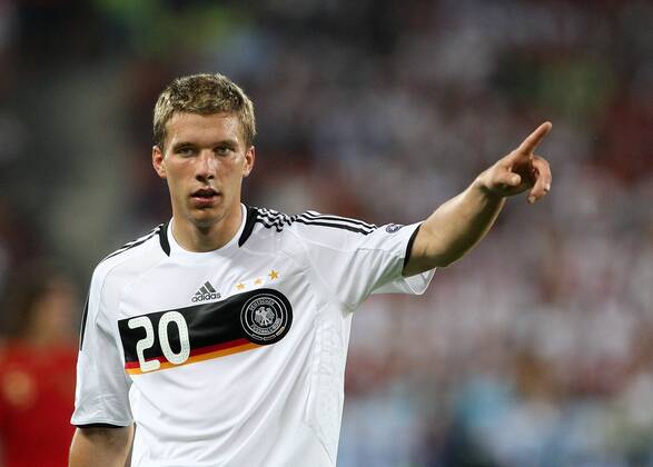 Lukas Podolski (Deutschland) Fußball EM Herren Euro 2008, Finale, Länderspiel, Nationalteam, Nationaltrikot, Deutschland Einzelbild Wien