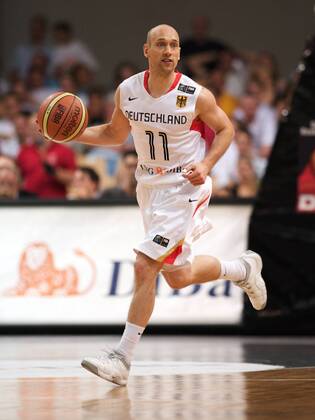 Pascal Roller (Deutschland) Basketball Länderspiel Herren Supercup 2008, Super Cup, Nationalmannschaft, Nationaltrikot Einzelbild Bamberg Dynamik,