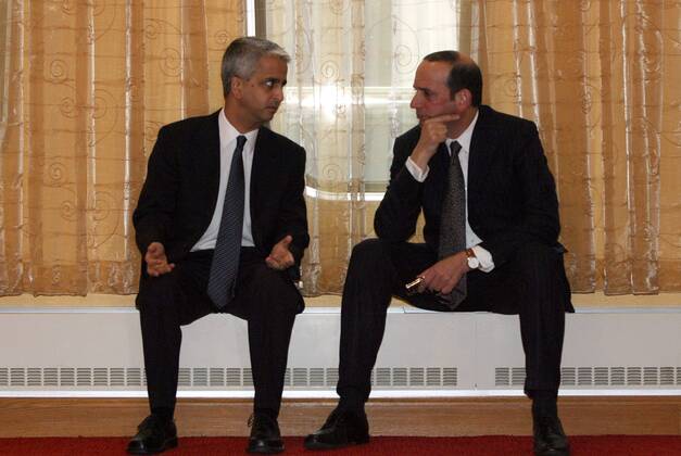 Präsident Sunil Gulati (United States Soccer Federation, li.) und MLS Commissioner Don Garber (beide USA) - (Icon918m090211003) Fußball WM Herren WM Bewerbung 2009, 2018, 2022, Kandidatur, Kandidat, Bewerber Gruppe Columbus EDITORIAL USE ONLY