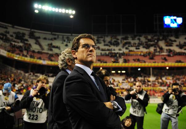 Nationaltrainer Fabio Capello (England) - EDITORIAL USE ONLY. No use with unauthorised audio, video, data, fixture lists, club league logos or live services. Online in-match use limited to 120 images, no video emulation. No use in betting, games or single club league player publications. Fußball Länderspiel Herren Freundschaftsspiel 2009, Test, Testspiel, Nationalteam, Einzelbild Sevilla