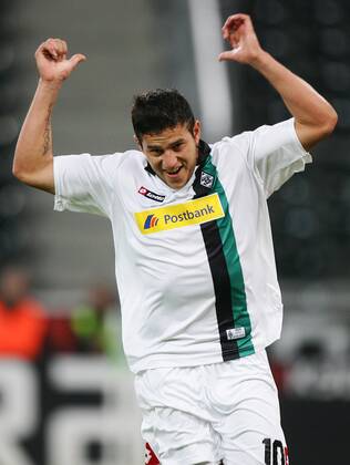 28.08.2009, Mönchengladbach, Deutschland, 1.Fussball Bundesliga - Saison 2009 2010, Borussia Mönchengladbach , Gladbachs Raul Bobadilla jubelt o0 Gladbach