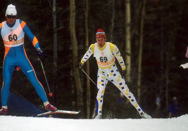 Gunde Svan (Schweden, re.) Nordischer Skilauf OS Winter Herren Olympische Spiele 1988, Winterspiele, Ski Nordisch, Skisport, Langlauf Gruppe Calgary
