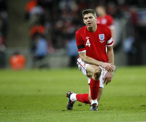 England s Steven Gerrard looks on dejected International Friendly England v Egypt 3rd March, 2010 EDITORIAL USE ONLY. No use with unauthorised audio, video, data, fixture lists, club league logos or live services. Online in-match use limited to 120 images, no video emulation. No use in betting, games or single club league player publications.