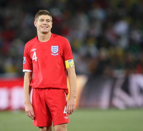 England s Steven Gerrard looks on dejected - FIFA World Cup 2010 Round of 16 Germany v England (red) - 27th June, 2010 - EDITORIAL USE ONLY. No use with unauthorised audio, video, data, fixture lists, club league logos or live services. Online in-match use limited to 120 images, no video emulation. No use in betting, games or single club league player publications.