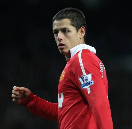 Football - Premier League - Manchester United vs. Stoke City Javier Chicharito Hernandez of Manchester United at Old Trafford