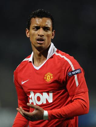 Football - Champions League Round of 16 First Leg - Olympique Marseille (blue) vs. Manchester United ManU (red) --- Nani of Manchester United at the Stade Velodrome, Marseille