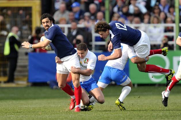 RUGBY : Italie France - Tournoi des VI Nations - Stadio Flaminio - Yoann HUGET - Yannick JAUZION - - AnthonyBibardFEP -