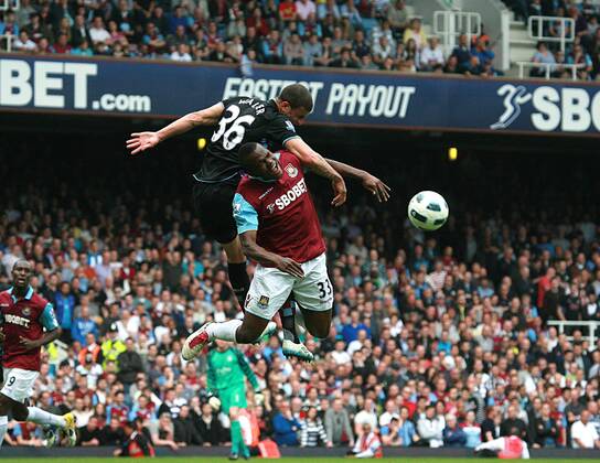 Football - Premier League - West Ham United vs. Aston Villa Victor Obinna Of West Ham and Kyle Walker of Aston Villa at Upton Park, London