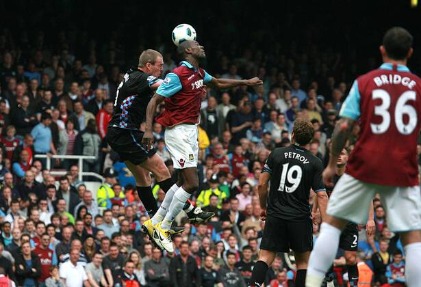 Football - Premier League - West Ham United vs. Aston Villa Victor Obinna Of West Ham and Kyle Walker of Aston Villa at Upton Park, London