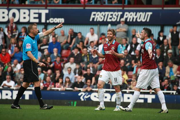 Football - Premier League - West Ham United vs. Aston Villa Thomas Hitzlsperger Of West Ham Upton Park, London