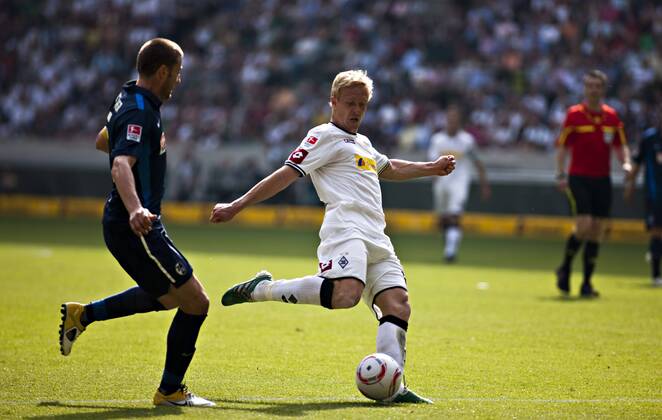 Mönchengladbach, 07.05.2011, Borussia Park Tor zum 1:0 durch Mike Hanke (BMG) VfL Borussia Mönchengladbach - SC Freiburg