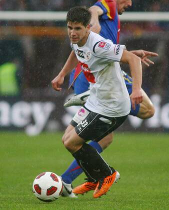 15.05.2011 St Jakob Park Basel Herren Fussball Super League FC Basel - FC Thun 5:1 Benjamin Lüthi (FC Thun) ; Einzelbild , Aktion