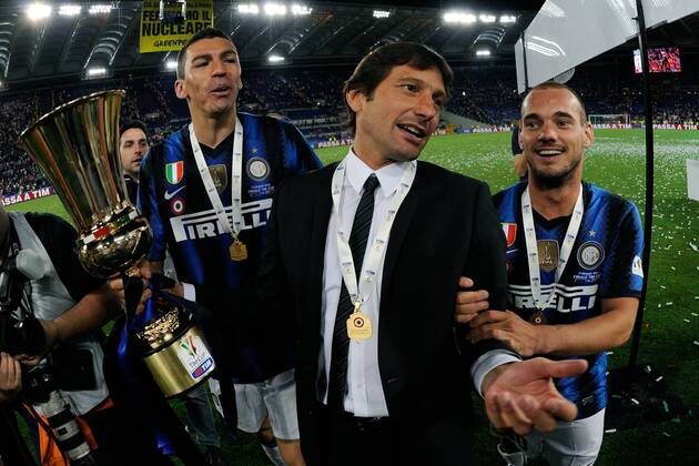 Finale der Coppa Italia 2011 in Rom - Sieger Inter Mailand jubelt - - Leonardo, Lucio und Wesley Sneijder