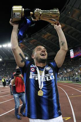 Finale der Coppa Italia 2011 in Rom - Sieger Inter Mailand jubelt - - Wesley Sneijder