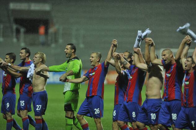 Celebration of Viktoria Pilsen - Champions League second leg third qualifying round soccer match in Pilsen, (CTKxPhoto PetrxEret) CTKPhoto10201108030999501