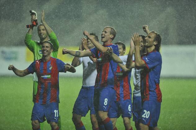 Celebration of Viktoria Pilsen - Champions League second leg third qualifying round soccer match in Pilsen, (CTKxPhoto PetrxEret) CTKPhoto10201108030999401