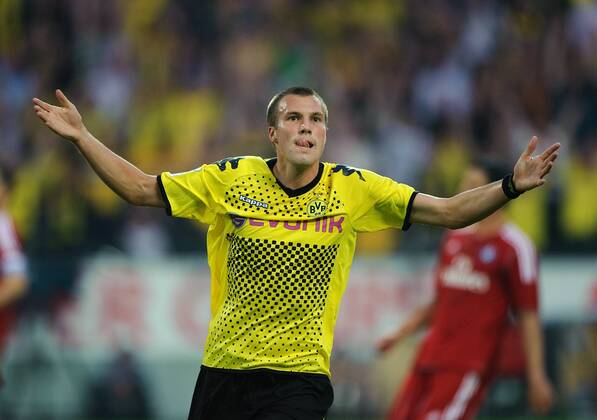 Fussball Bundesliga Saison 2011 2012 1. Spieltag Borussia Dortmund (BVB) - Hamburger SV (Hamburg) Kevin GROSSKREUTZ (BVB) jubelt über das 1:0 und das erste Tor der Bundesligasaison 2011 2012. motivio1
