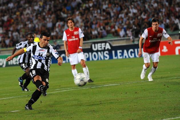 Antonio Di Natale - Misses Penalty Udine 24 8 2011 Stadio Friuli Football Calcio Champions League Udinese Calcio Vs Arsenal FC London