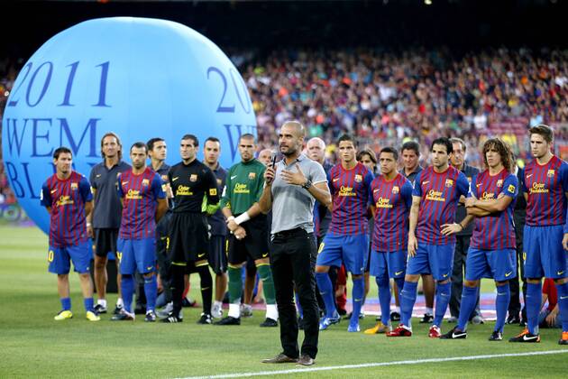 Coach Josep Guardiola. Präsentation des FC Barcelona Barca 2011 12 