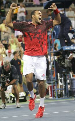 Jo-Wilfried Tsonga of France during fourth-round action at the U.S. Open held at the National Tennis Center on September 5, 2011 in New York.  NYP20110905302