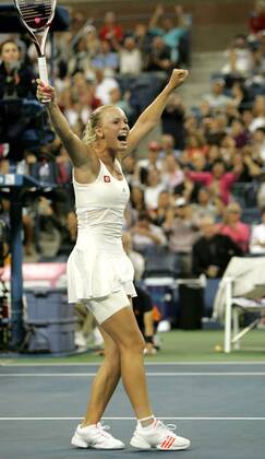 Caroline Wozniacki of Denmark in fourth round action at the U.S. Open held at the National Tennis Center on September 5, 2011 in New York.  NYP20110905326