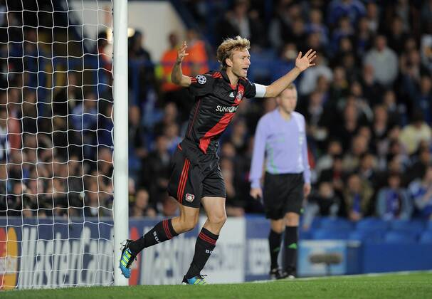 FUSSBALL CHAMPIONS LEAGUE SAISON 2011 2012 13.08.2011 FC Chelsea London - Bayer 04 Leverkusen Simon Rolfes (Bayer 04 Leverkusen) enttäuscht nach dem nicht gegeben Tor zum 0-1 