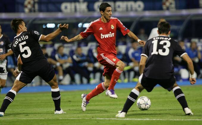 Zagreb, 14.09.2011. - Champion League, Group D, Maksimir Stadium, GNK Zagreb (blue) - Real Madrid CF (red) 0:1 Angel Di Maria and adrian Callelo, Tonel