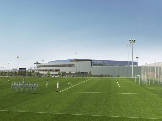 Manchester City Football Club has today submitted a planning application following a 6 week period of public consultation with local residents, crowds and other interested parties, for a proposed youth development and first team Academy in the Openshaw West area of East Manchester. There will be 15 full size and two half-size pitches in the Academy EDITORIAL USE ONLY. No use with unauthorised audio, video, data, fixture lists, club league logos or live services. Online in-match use limited to 120 images, no video emulation. No use in betting, games or single club league player publications. o0 Sportstätte Totale Computergrafik Grafik Modell Computermodell Umfeld Umgebung Trainingsplatz