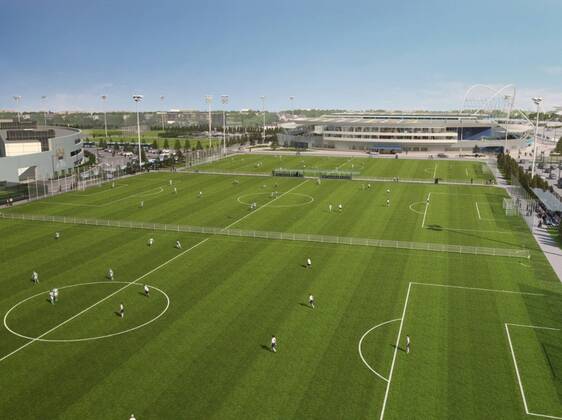Manchester City Football Club has today submitted a planning application following a 6 week period of public consultation with local residents, crowds and other interested parties, for a proposed youth development and first team Academy in the Openshaw West area of East Manchester. Up to 400 young players will train alongside the senior squad EDITORIAL USE ONLY. No use with unauthorised audio, video, data, fixture lists, club league logos or live services. Online in-match use limited to 120 images, no video emulation. No use in betting, games or single club league player publications. o0 Sportstätte Stadion Totale Computergrafik Grafik Modell Computermodell Trainingsplatz