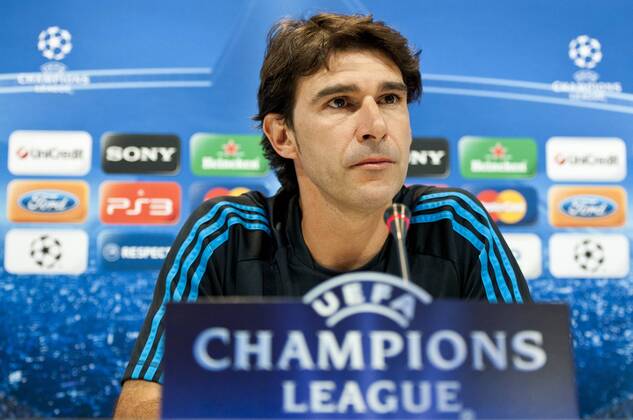 Aitor Karanka, assistant coach of Real Madrid CF, speaks to the media in a press conference before theUEFA Champions League match between his team - Valdebebas, Madrid, 26 09 2011 