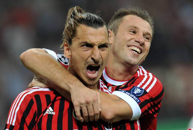 Zlatan IBRAHIMOVIC, Antonio Cassano, AC Mailand - Viktoria Pilsen Champions allexsabba