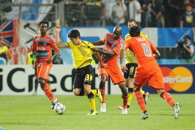 Olympique Marseille (OM) - Borussia Dortmund (BVB), Alou Diarra (OM) Shinji Kagawa (Dortmund)--- xN.LeGouicxFEPx