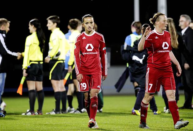 Stabaek FK - 1. FFC Frankfurt, Fatmire Bajramaj and Melanie Behringer is disappointed after the game 