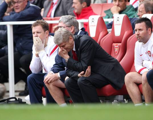 Arsenals Arsene Wenger looks on Barclays Premier League Arsenal v Sunderland 16th October, 2011 EDITORIAL USE ONLY. No use with unauthorised audio, video, data, fixture lists, club league logos or live services. Online in-match use limited to 120 images, no video emulation. No use in betting, games or single club league player publications.