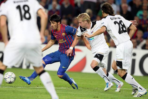 FC Barcelona - FC Viktoria Plzen, Barcelona s David Villa during the Champions group H match xTatixQuinonesx  ActionPlus20198876 Content restricted for UK based newspaper