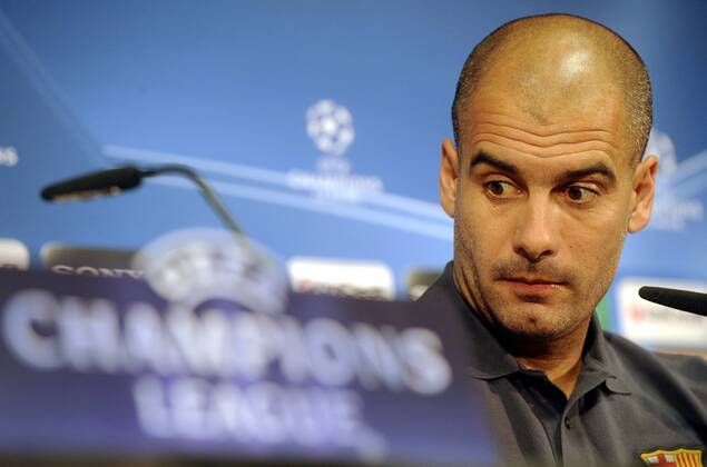 Josep PEP Guardiola, coach of FC Barcelona, speaks during the press conference in Prague, Czech Republic, on Monday, October 31, 2011. FC Barcelona plays Viktoria Plzen in UEFA Champions League Group H match on Tuesday. (CTKxPhoto KaterinaxSulova)  CTKPhoto816201110310952501