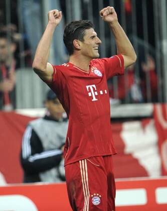 02-11-2011, Fussball, Saison 2011-2012, UEFA Champions League, Gruppenphase, 4. Spieltag, FC BAYERN MÜNCHEN - SSC NEAPEL Jubel Mario Gomez (Bayern München)