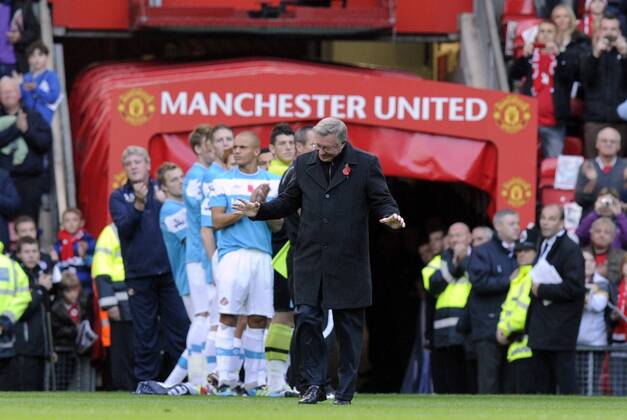 Sir Alex Ferguson manager of Manchester United enters Old Trafford as the crowd roar his name Barclays Premier League. Manchester United (ManU) vs AFC Sunderland (FC). 5th November, 2011 EDITORIAL USE ONLY. No use with unauthorised audio, video, data, fixture lists, club league logos or live services. Online in-match use limited to 120 images, no video emulation. No use in betting, games or single club league player publications.