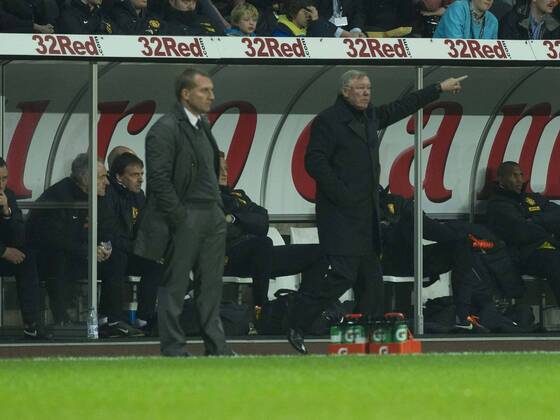 Football - Premier League - Swansea City vs. Manchester United Swansea Manager Brendan Rodgers and Manchester United Manager Sir Alex Ferguson